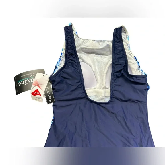 MAXINE OF HOLLYWOOD modest tummy control full neck maillot one piece swimsuit - Picture 5 of 8